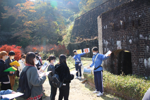 索道基地跡で先人の先験的なSDGsを紹介