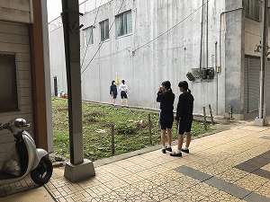 6月15日 インスタ映えする壁を探索中。何もないのがいいんだそうです。 6月15日 インスタ映えする壁を探索中。何もないのがいいんだそうです。
