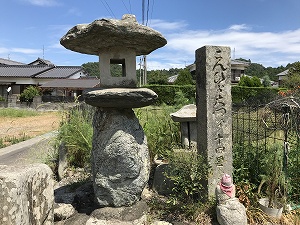 国道11号の裏道。　立派な石灯籠と道標ということはここが本物の「讃岐街道」だと思われます。